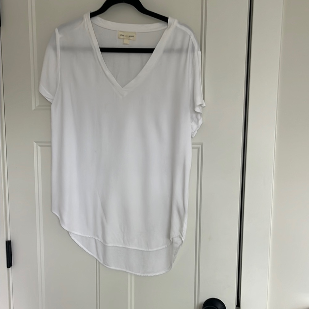White Relaxed Asymmetrical Short Sleeve Tee - Picture 1 of 3